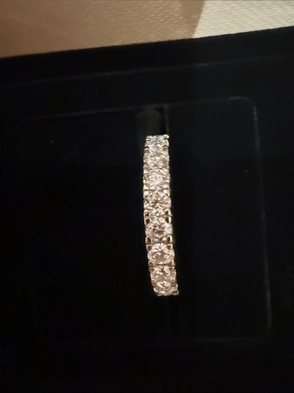 Sterling Silver Moissanite Band with Round Stones 9.25 Size 9